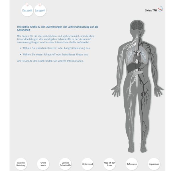 Interaktive Infografik «Luftschadstoffe und Gesundheit»